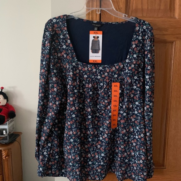 New Lucky Brand Printed Floral Peasant Blouse, Size: XXL - Picture 5 of 7